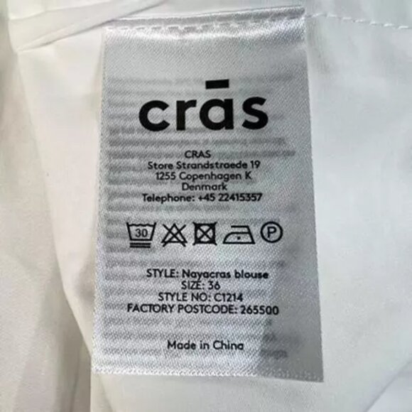 CRAS Denmark Nayacras Women Blouse Ebroidered Collar Shirt Top White size 36 - Picture 8 of 12